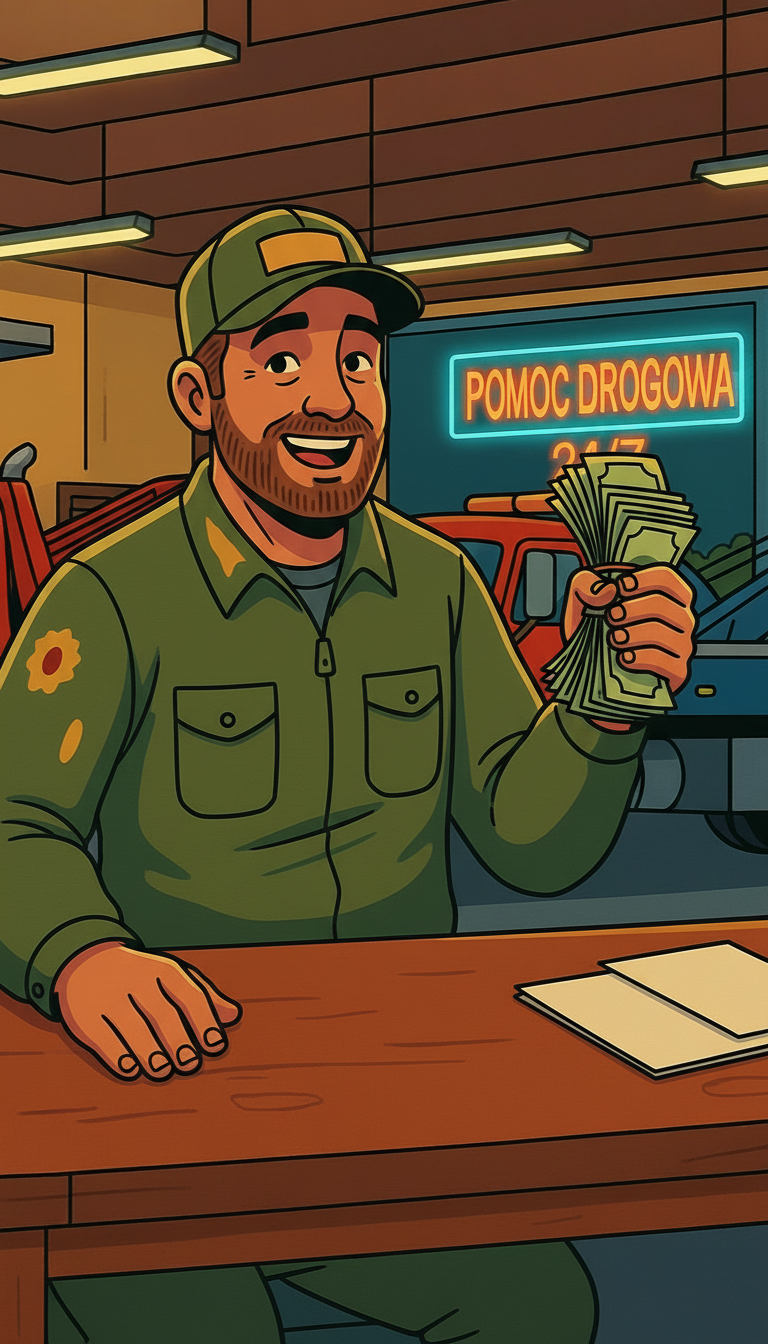 Zadowolony przedsiębiorca z sukcesem finansowym